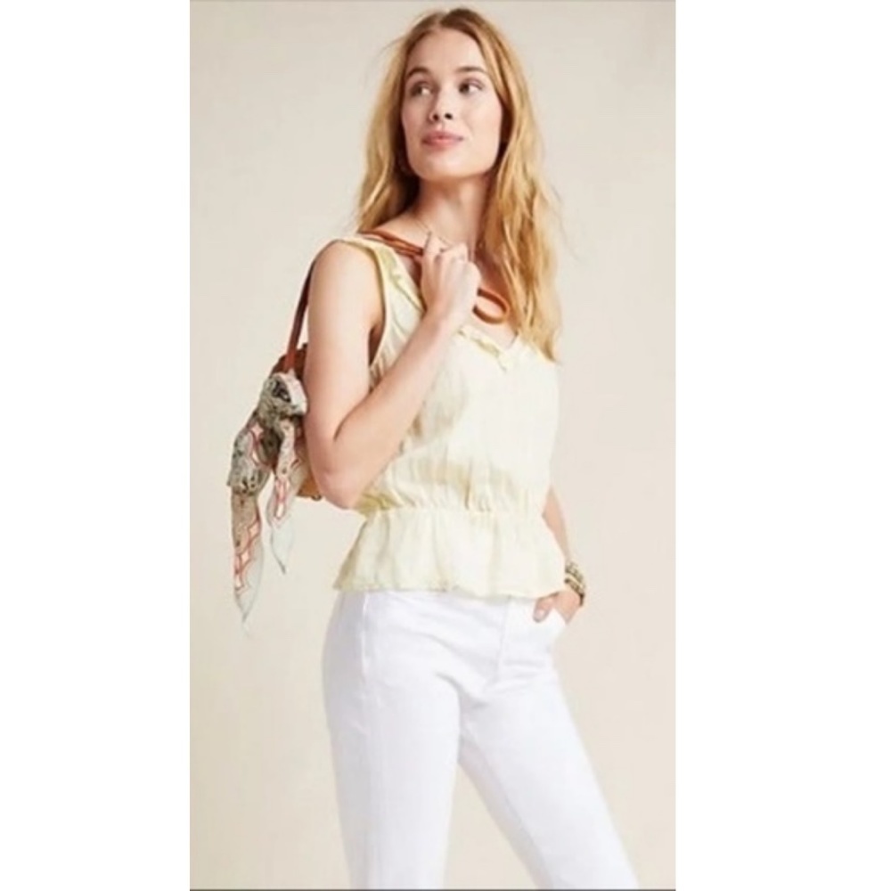 Anthropologie linen peplum tank NWT SZ L - Picture 3 of 9